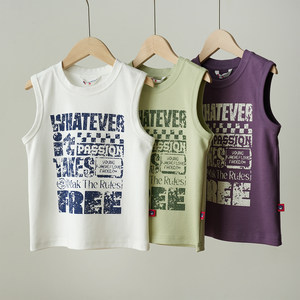 
180 Children's pure cotton vest, handsome printed vest for boys, mid-large children's sleeveless T-shirt top, summer children's clothing