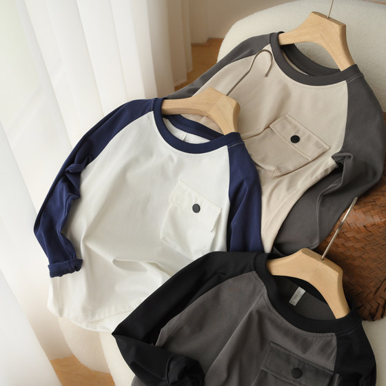 
170 size big children children's pure cotton long-sleeved base shirt boys and girls cotton T-shirt student tops spring and autumn children's clothing