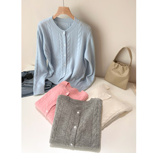 
Out of stock Wool Women's Round Neck Twist Cardigan Women's Autumn and Winter Style