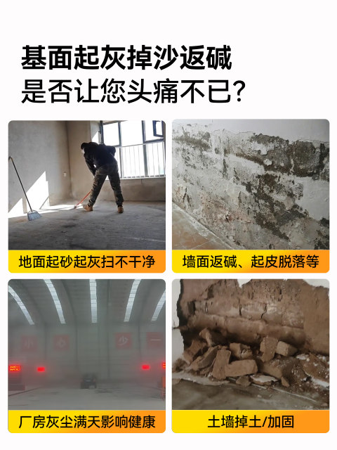 Sand fixing agent cement floor dust-loading sand wall anti-alkali reinforcement interface agent cover top paint Bao wall solid penetration type