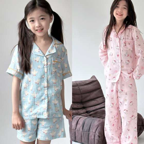 [Ready in stock] {Katie/White Goose} Class A baby cotton yarn environmentally friendly printed home clothes giant soft unisex parent-child