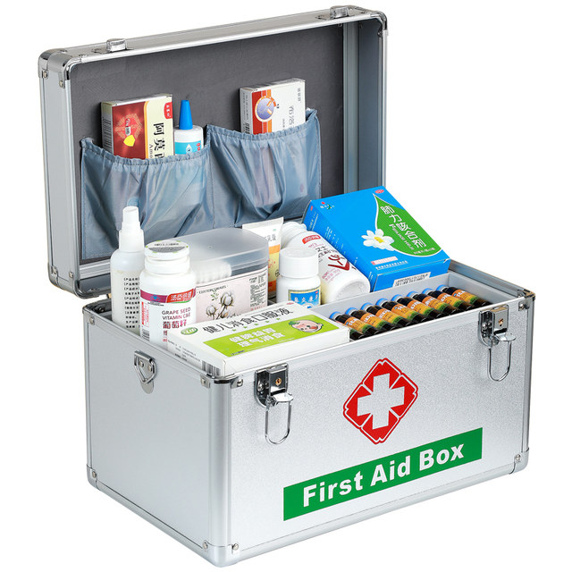 Aluminum alloy medicine box for home use, large capacity, multi-layered ...