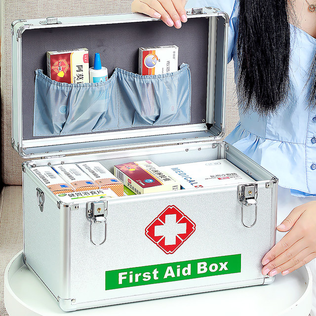 Aluminum alloy medicine box for home use, large capacity, multi-layered ...