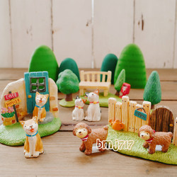 Japanese Original Genuine Maruwa Cat Figurine Mini Fence Home Decor Garden Landscaping Miniature Scene Ornament