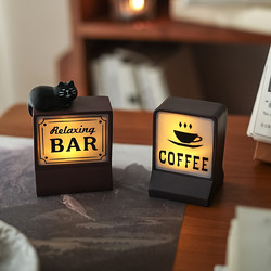 Small Days Never End Japanese-Style Coffee Shop Cat Bar Night Light Gift Retro Desktop Decoration Ornament