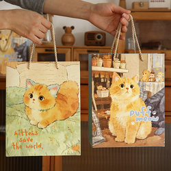 Little Days Never End ins Cat-Themed Hand-Painted Healing Gift Bag Birthday Gift Tote Bag Souvenir Gift Bag