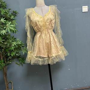 Clearance! Celebrities temperament dress net yarn high-waisted fairy short pants net yarn stars hot gold jumpsuit 0702-15
