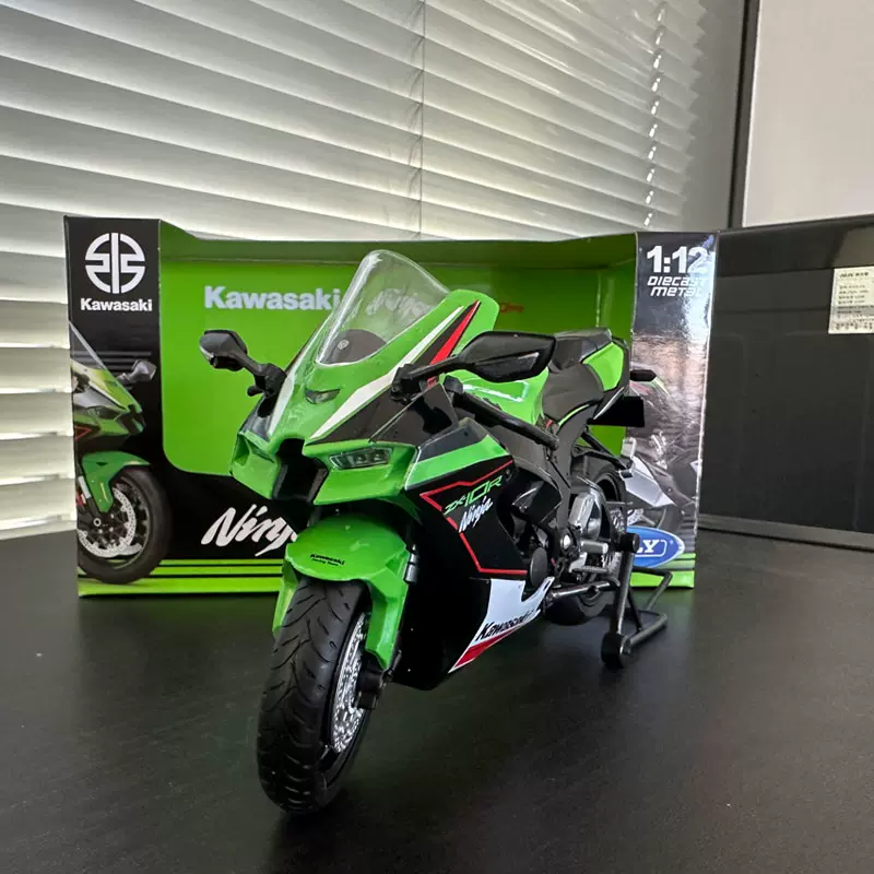 羅宇屋 風火輪Kawasaki川崎ZX-10R大牛機車模型20241:12車模兒童玩具