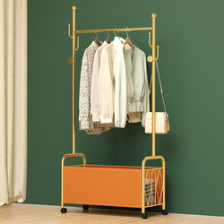 Light Luxury Leather Coat Rack with Wheels, Large Capacity Storage Rack for Clothes in the Living Room, Modern Bedroom Floor-Standing Clothes Rack