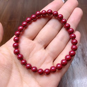 
Hongshizhai Cinnabar Bracelet Round Beads Purple Clay Bracelet Birth Year Fortune Beads Round Beads Men and Women 6mm