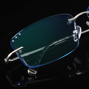 
Finished myopia frameless diamond edge cut glasses driver color change anti-blue light flat light mirror business frame custom lens