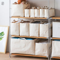 Japanese-Style Cotton and Linen Fabric Storage Basket, Portable Canvas Bag, Miscellaneous Organizing Bag, Washable Storage Bag