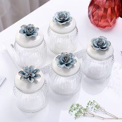 Ceramic bottle Nordic ceramic gold-painted glass sealed jar jewelry box creative gift home storage jar