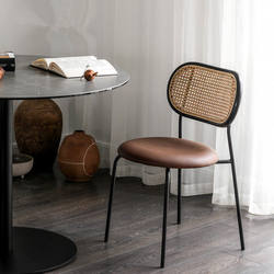 Nordic rattan dining chair simple desk chair casual coffee chair hotel medieval dining chair internet celebrity restaurant backrest chair
