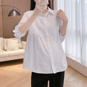 
Maternity wear spring and autumn maternity tops white professional long-sleeved maternity shirts large size half-sleeved work shirts