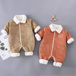 Infant and Toddler Jumpsuits for Autumn and Winter, Fleece-Lined and Thickened, Suitable for Going Out, for Boys and Girls, Autumn Children's Cuddle Clothes