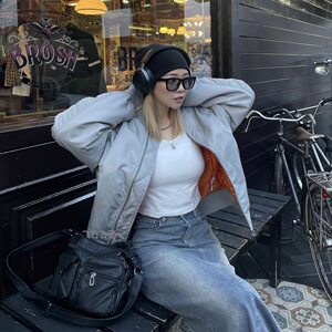 
Nissan high-end gray MA-1 flight suit jacket, high-density soft light texture, double-sided cotton clothing, men and women couples cotton clothing