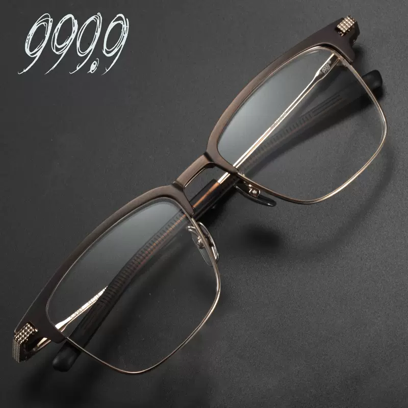 999.9 FOUR NINES日本手工眼鏡架男 新款潮方框純鈦近視眼鏡S936T-Taobao