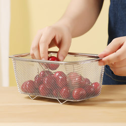 Rice wood square stainless steel mesh basket drain