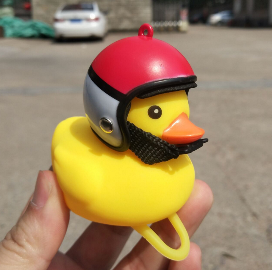 破风鸭小黄鸭头盔抖音自行车骑行带安全帽戴鸭子摩托喇叭灯铃铛