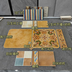 600×600 Antique-Style Tiles 68002 Rounded Corner Floral Tiles Living Room Retro American Country-Style Floor Tiles