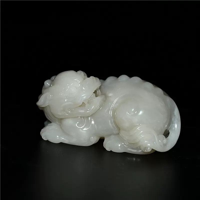 寿山石善伯冻石瑞兽手把件文玩