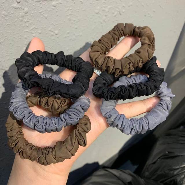 South Korea's Dongdaemun same style colorful large intestine hair ring silk satin ball head rope ins girl wrinkled rubber band hair accessories rope