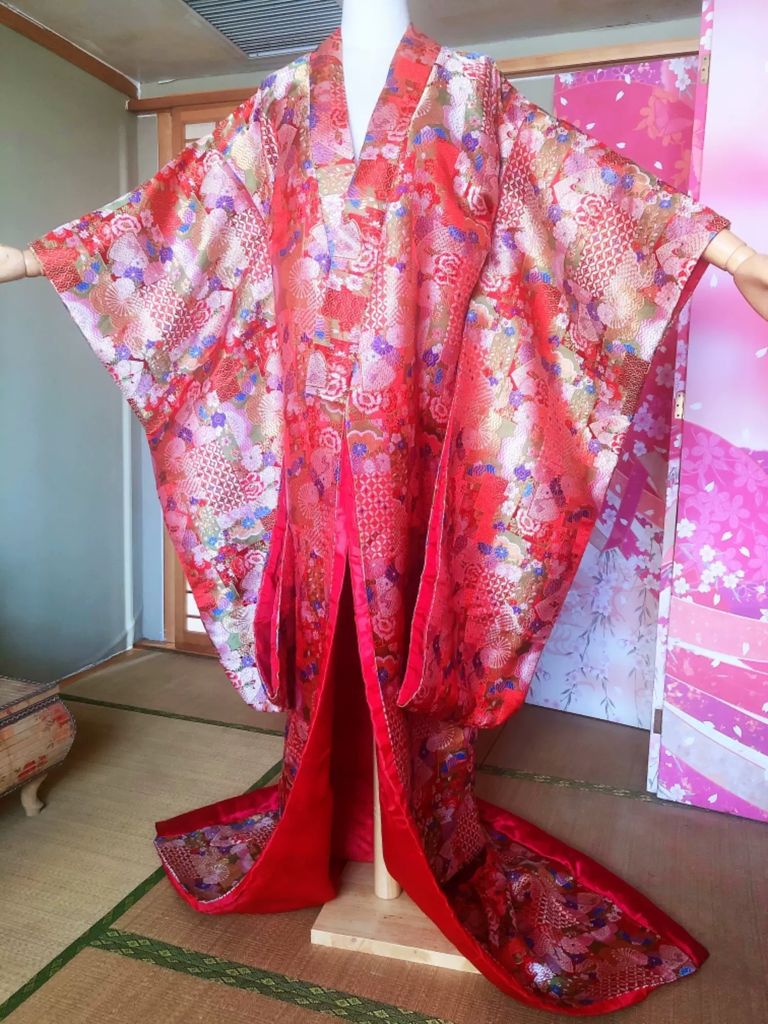 黑金花魁和服中华吴服打褂汉服晨袍秀禾服服大振袖日式和风可定制