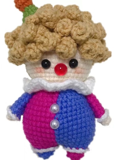 サーカス風ピエロ編みぐるみキット - DIY手作り人形