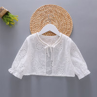 Girls Shawl Small Coat Spring And Summer Sunscreen Mid-Sleeve Thin Cardigan Baby Children's Clothing Cotton Hollow Out Vest
