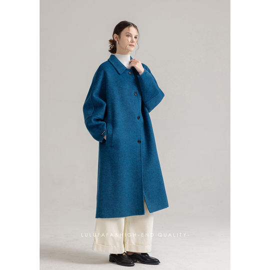 Lulufaf Single-Breasted Loose High-End Woolen Coat for Women, New Autumn and Winter Double-Sided Woolen Coat for Women