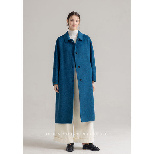 Lulufaf Single-Breasted Loose High-End Woolen Coat for Women, New Autumn and Winter Double-Sided Woolen Coat for Women