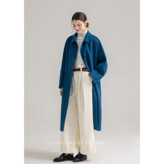 Lulufaf Single-Breasted Loose High-End Woolen Coat for Women, New Autumn and Winter Double-Sided Woolen Coat for Women