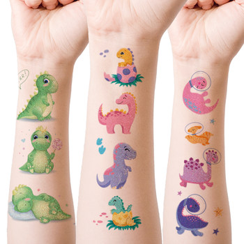 Glitter Dinosaur Tattoo Sticker Holiday Gift