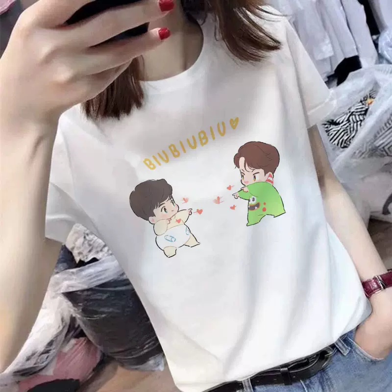 Tシャツ　です❣️ 王一博 肖戦 博君一肖 デザイン　22種セットです❣️ 博君一肖肖战王一博同款夏季短袖T恤女写真照片粉丝应援衣服潮_虎窝淘
