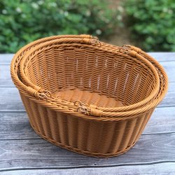 Plastic Oval Shopping Basket Supermarket Store Purchase Basket Fruit Snack Convenience Store Basket Rattan-Like Ktv Beauty Vegetable