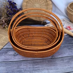 Plastic Rattan Woven Pp Craft Flower Basket Shopping Basket Grocery Basket Gift Storage Woven Wedding Gift Basket New Model