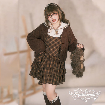 Irregular plaid dress fat mm long sleeve blouse