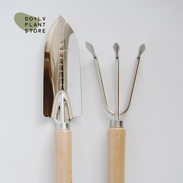 DOLV Home and Garden Soil Shovel Tool Set, Protective Gloves, Stainless Steel Digging and Moving Potted Plants