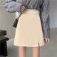 Large -size retro light core skirt autumn and winter split A -line skirt High -pocket hip is thin, a thin skirt fat mm tide