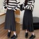 Fat mm woolen pleated skirt long autumn and winter thick large size irregular A-line skirt for women slim and versatile long skirt