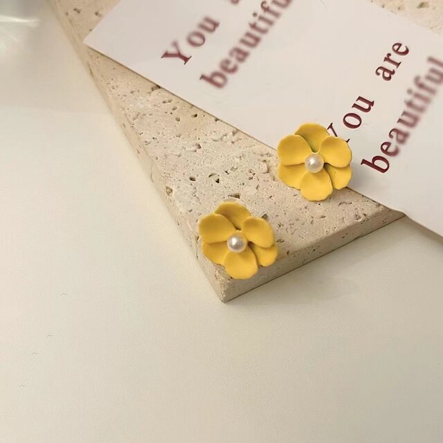 s925 sterling silver yellow flower earrings for women 2025 spring and ...