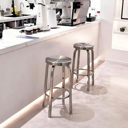 Modern Minimalist Cafe Bar Ktv All-Stainless Steel Adjustable Rotating Bar Stool Milk Tea Shop Bar Counter High Stool