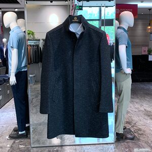 
High-end stand-up collar mid-length woolen coat for men spring new business fashion casual coat Falai Kaidi