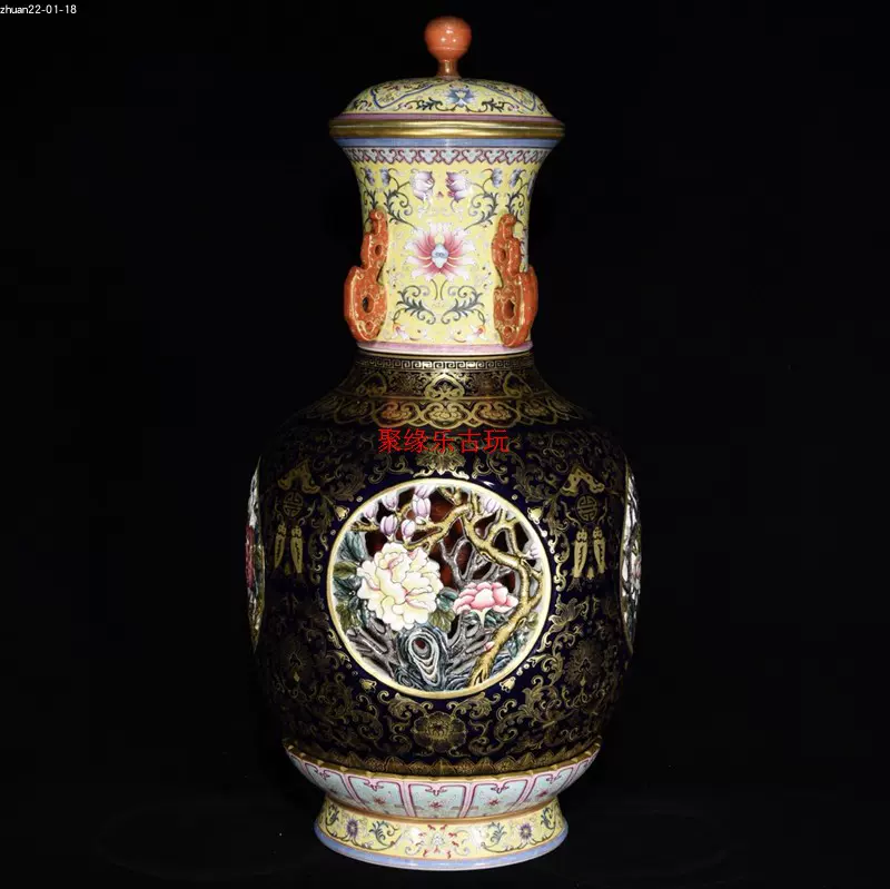 中国古董 大清乾隆 特大花瓶 九谷燒 有田烧 染付 山水 青花 【公式通販】