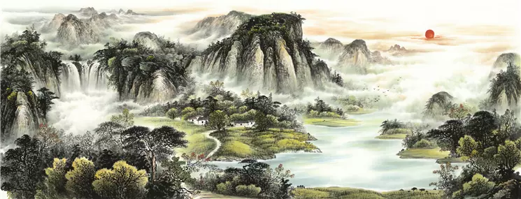 小六八尺、三四六尺国画山水【山水图43】未装裱喷绘宣纸画芯