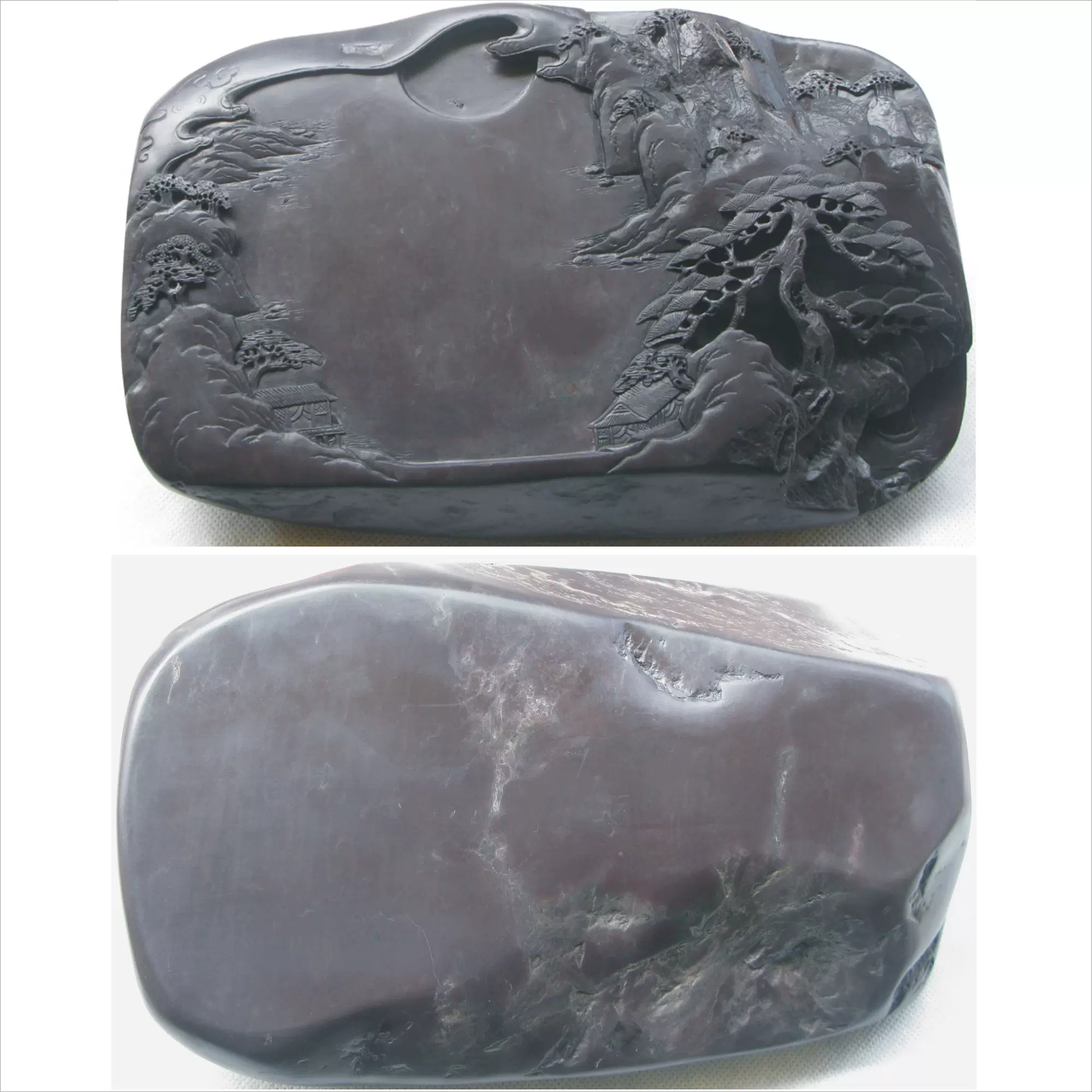 硯□曹國舅図端渓古硯 檀木箱付 萬戸管弦歌盛世 老坑 螺鈿象嵌八仙曹国