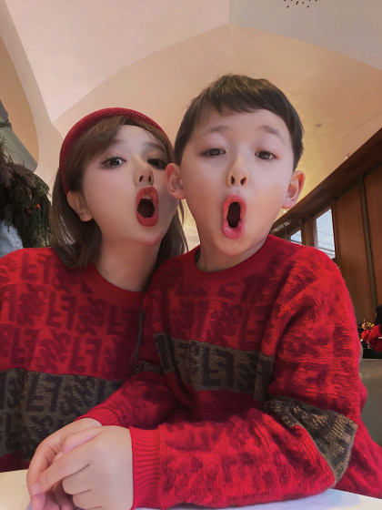 
LANGBOOM Western-style ceiling in red sweater, all-wool F parent-child couple pullover sweater