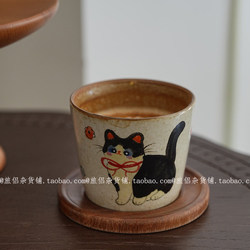 Jingdezhen Hand-Painted Underglaze Cute Cat Pig Mouth Cup Coffee Latte Art Cup Afternoon Tea Hand-Held Cup Tea Cup Gift