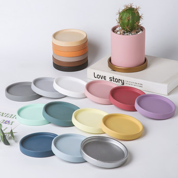 Ceramic round Morandi color drip tray tray